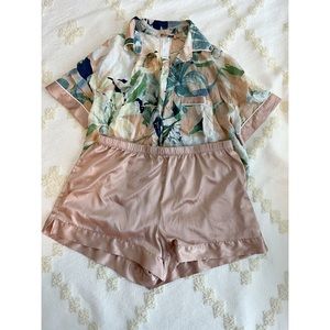 Stars Above Floral & Silk Pajama Set